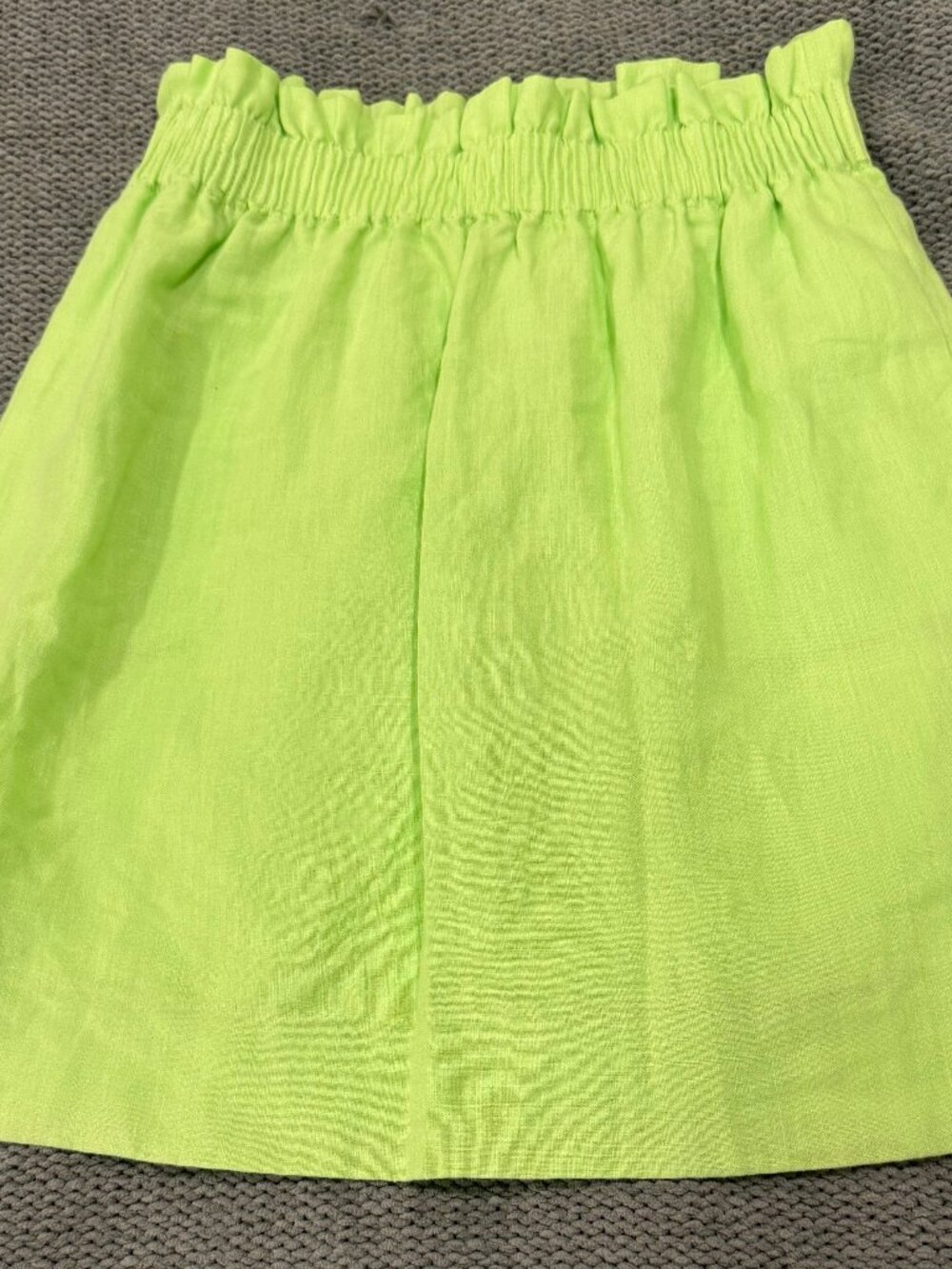 J Crew LInen City Mini Skirt Neon Lime Size 0